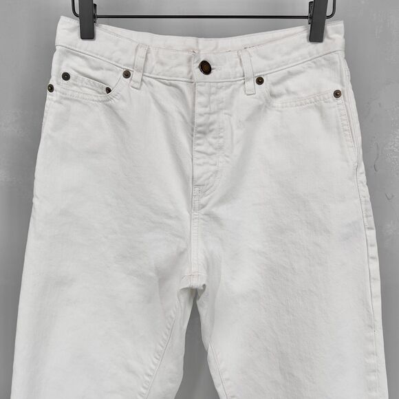 Saint Laurent D18 W/BG-LW White Denim Loose Tapered Women's Jeans 25 - Picture 3 of 9